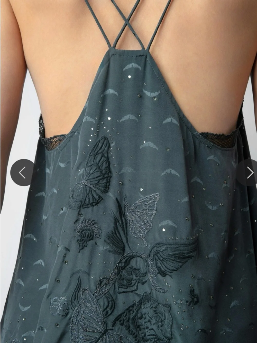Zadig & Voltaire Calissa Silk Lace Jacquard Dress NWT Nori Grey L - Picture 14 of 15